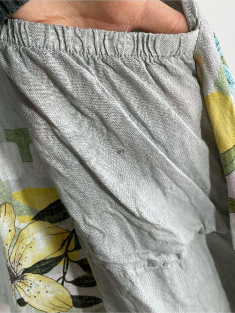 Made in Italy Linen Tunic Top Grey Floral Lagenlook Boho Oversized One Size - Picture 13 of 14